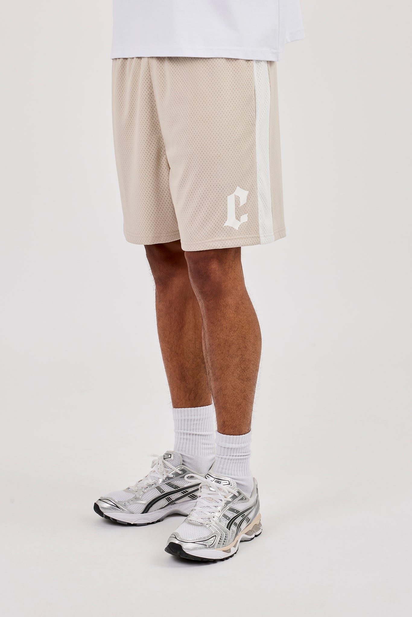 Relaxed Mesh Panelled Shorts - Stone
